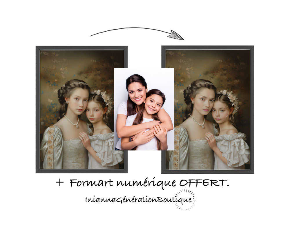 Portrait personnalisable - Amandine & fille