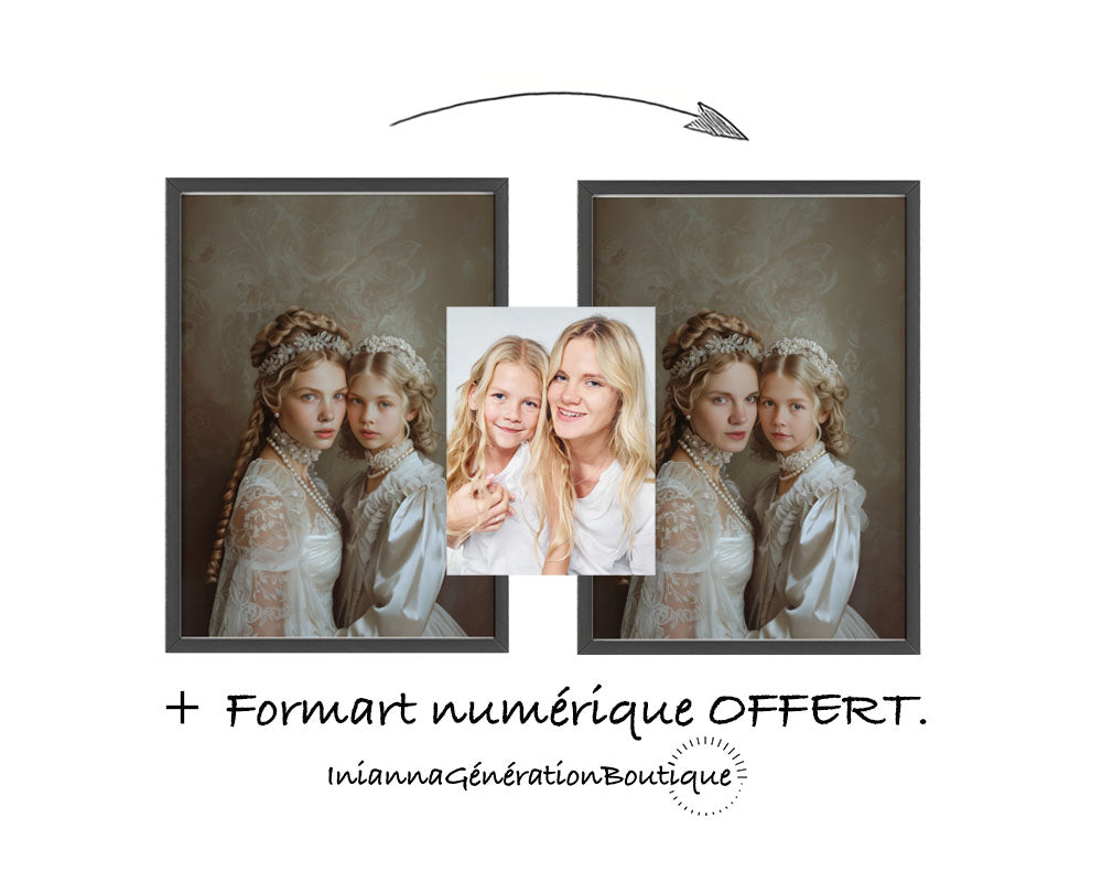 Portrait personnalisable - Henriette&Fille style classique