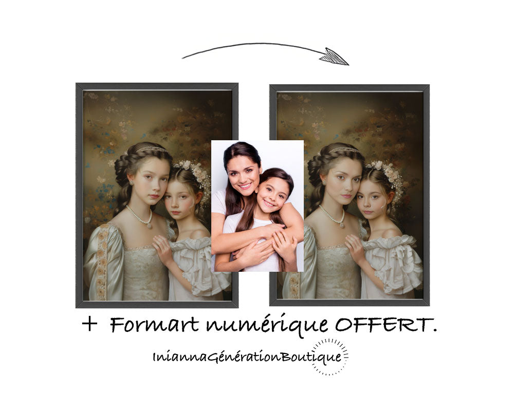 Portrait personnalisable - Clémence&Fille style classique